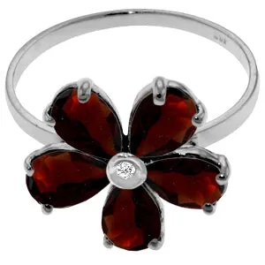 2.22 Carat 14K Solid White Gold Enjoy Tranquility Garnet Diamond Ring