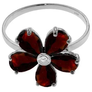 2.22 Carat 14K Solid White Gold Enjoy Tranquility Garnet Diamond Ring