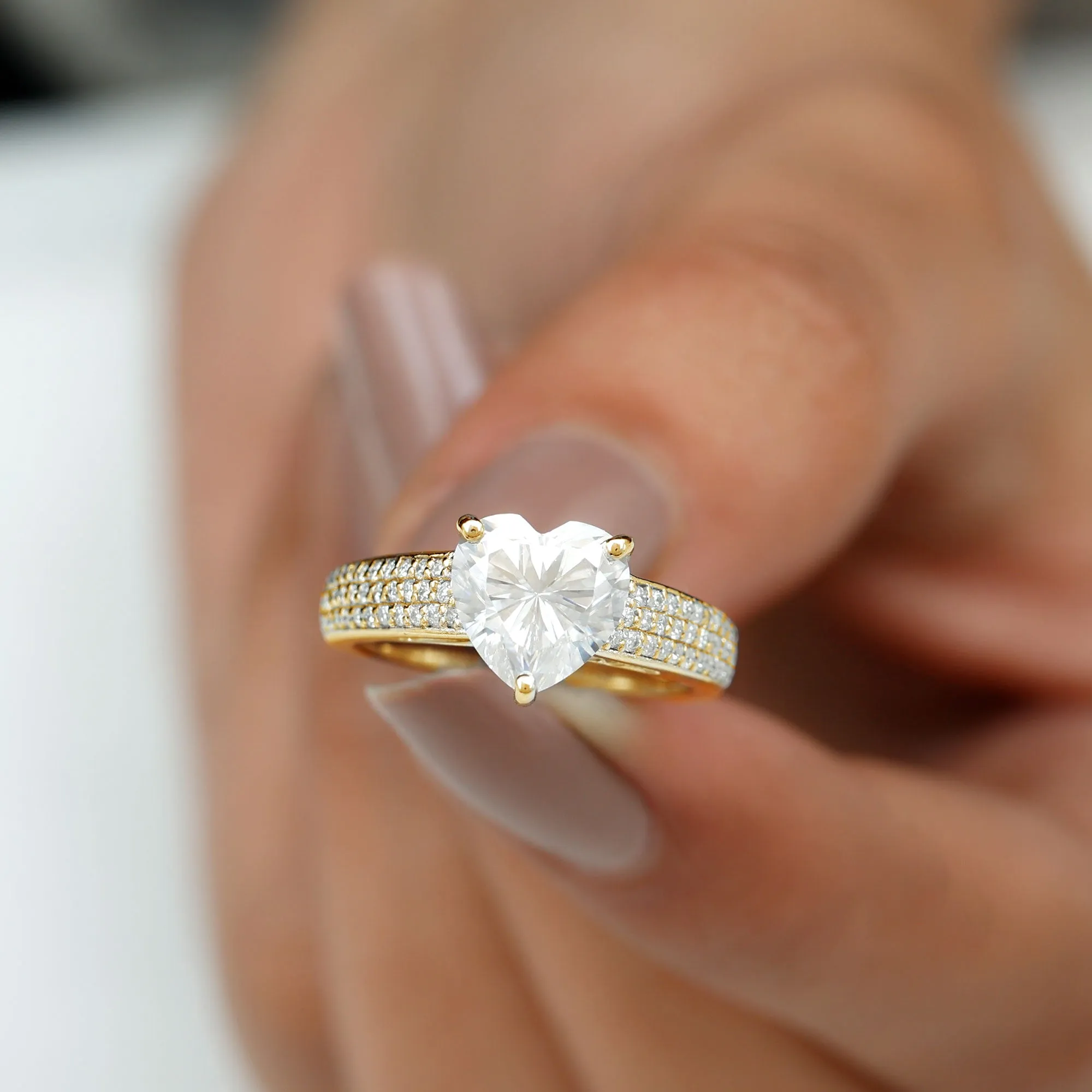 2.25 CT Moissanite Solitaire Ring with Side Stones