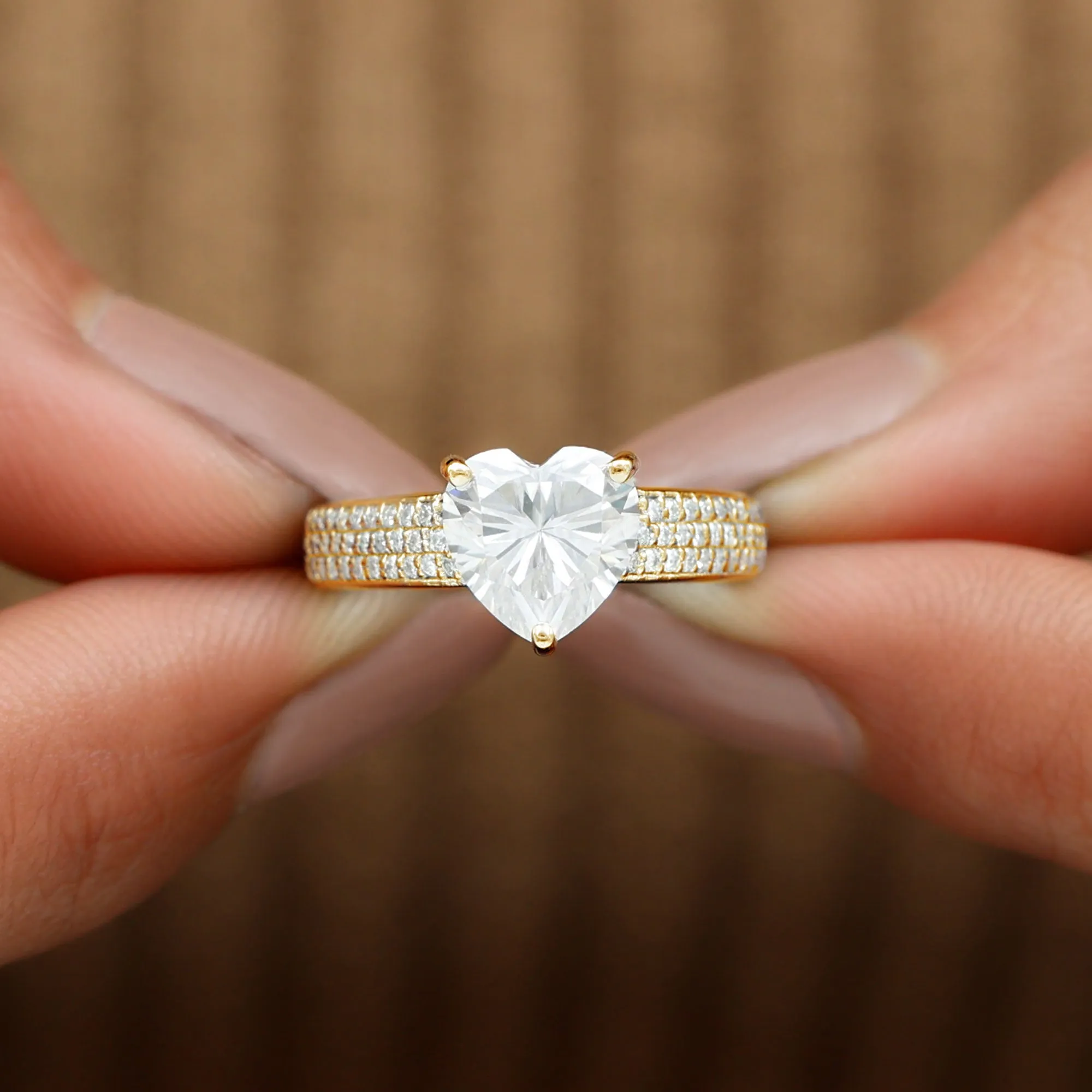 2.25 CT Moissanite Solitaire Ring with Side Stones