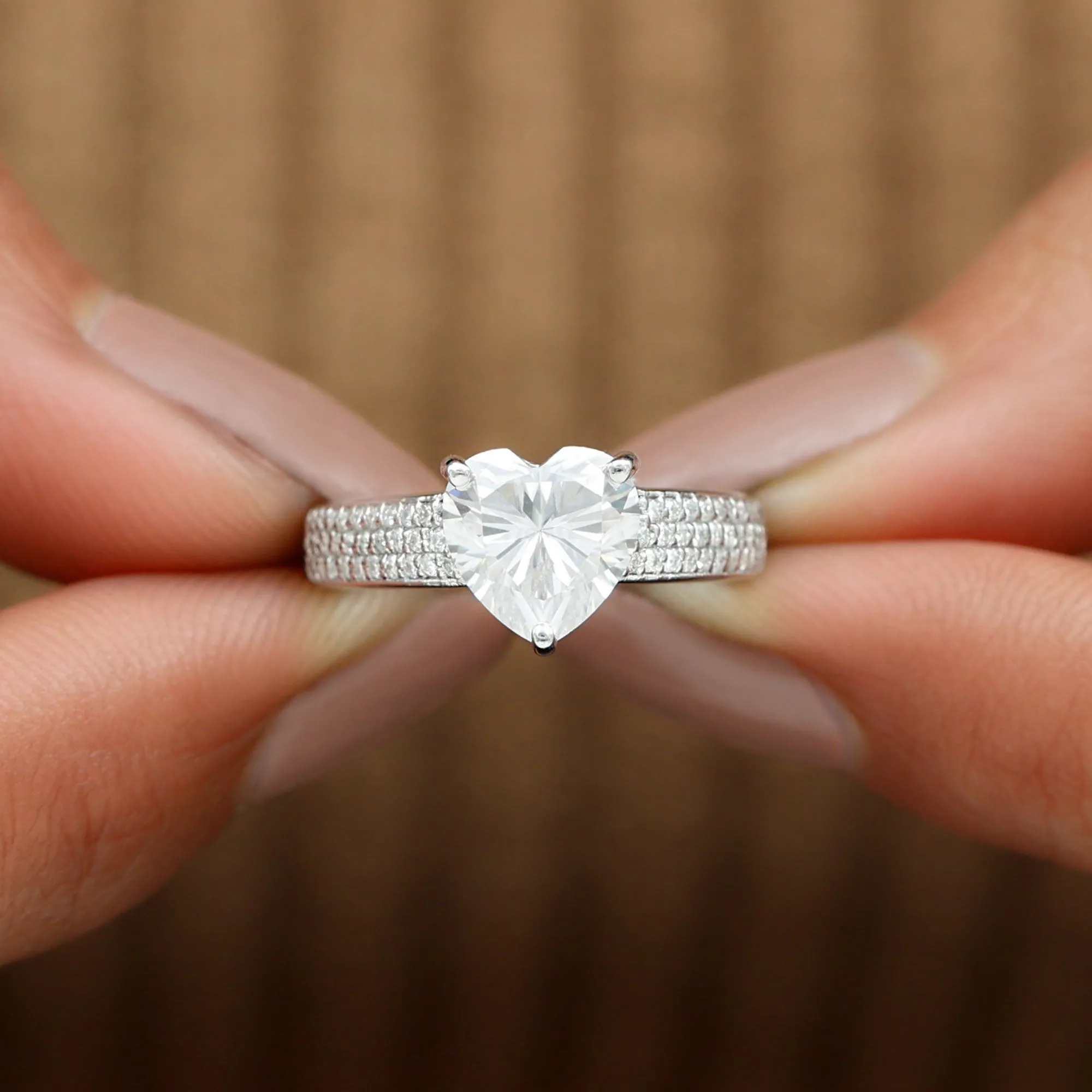 2.25 CT Moissanite Solitaire Ring with Side Stones