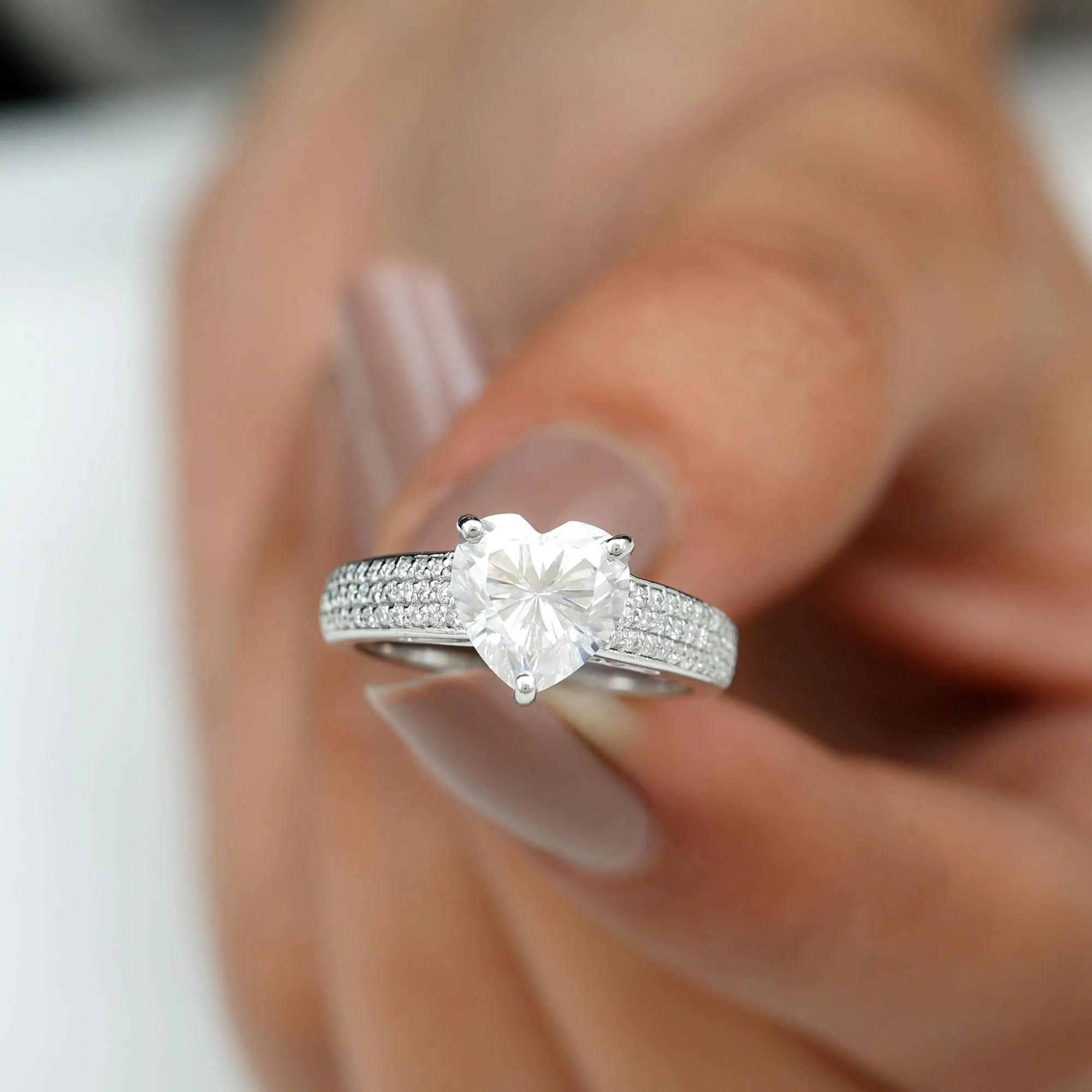 2.25 CT Moissanite Solitaire Ring with Side Stones