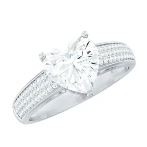 2.25 CT Moissanite Solitaire Ring with Side Stones