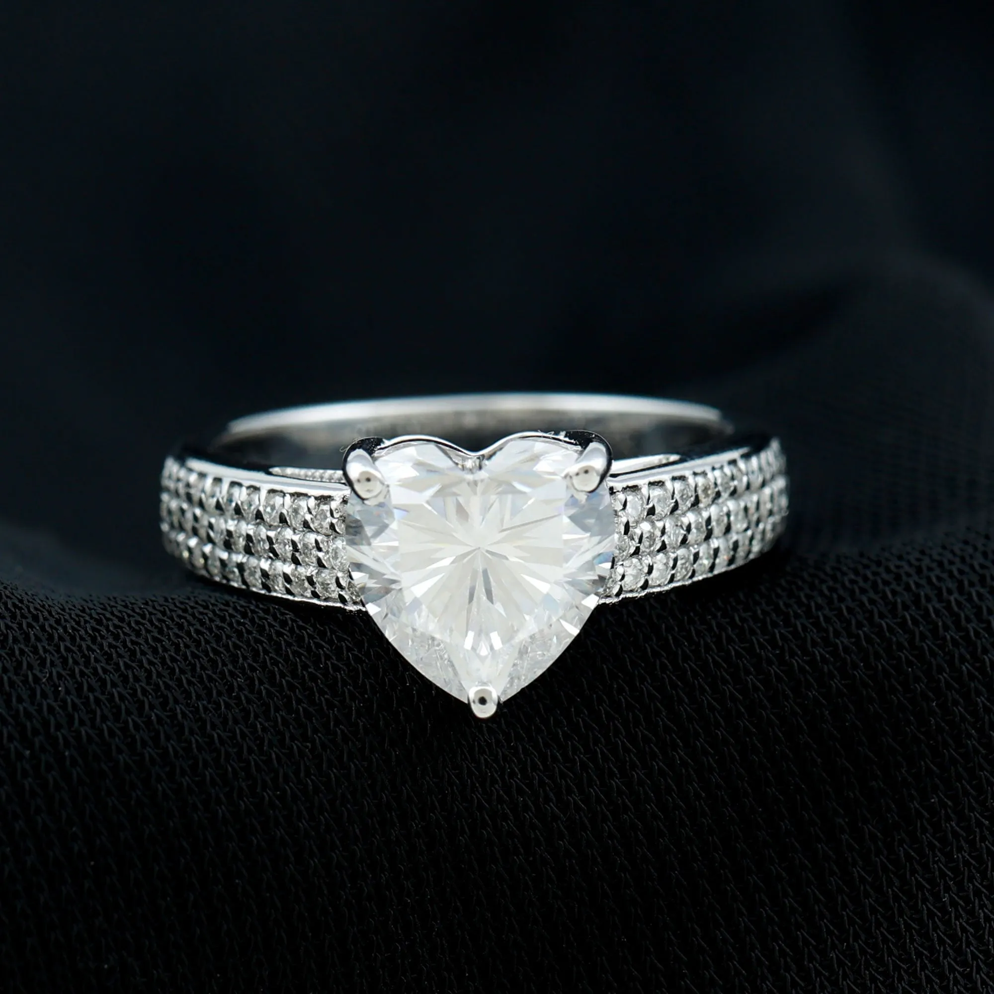 2.25 CT Moissanite Solitaire Ring with Side Stones