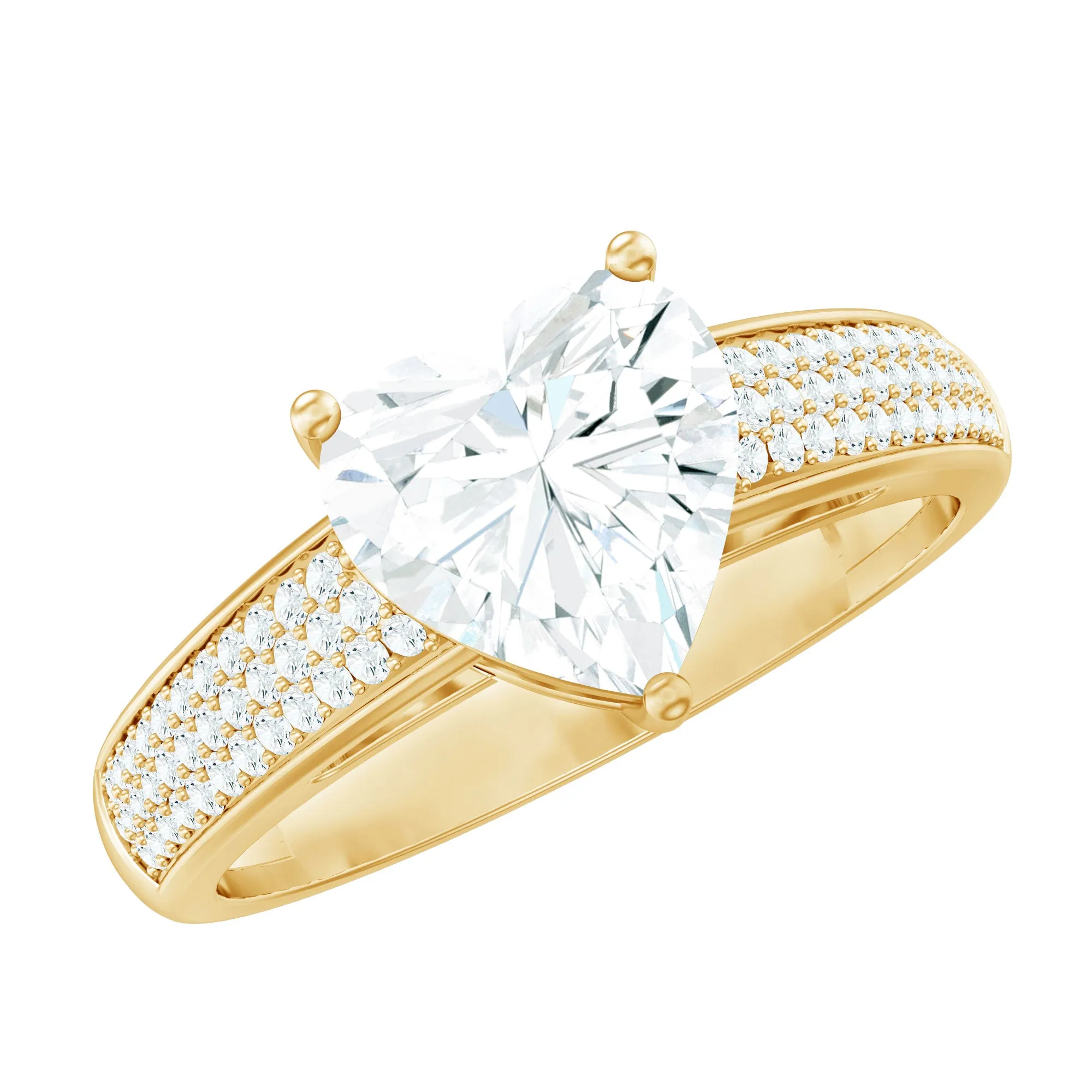 2.25 CT Moissanite Solitaire Ring with Side Stones