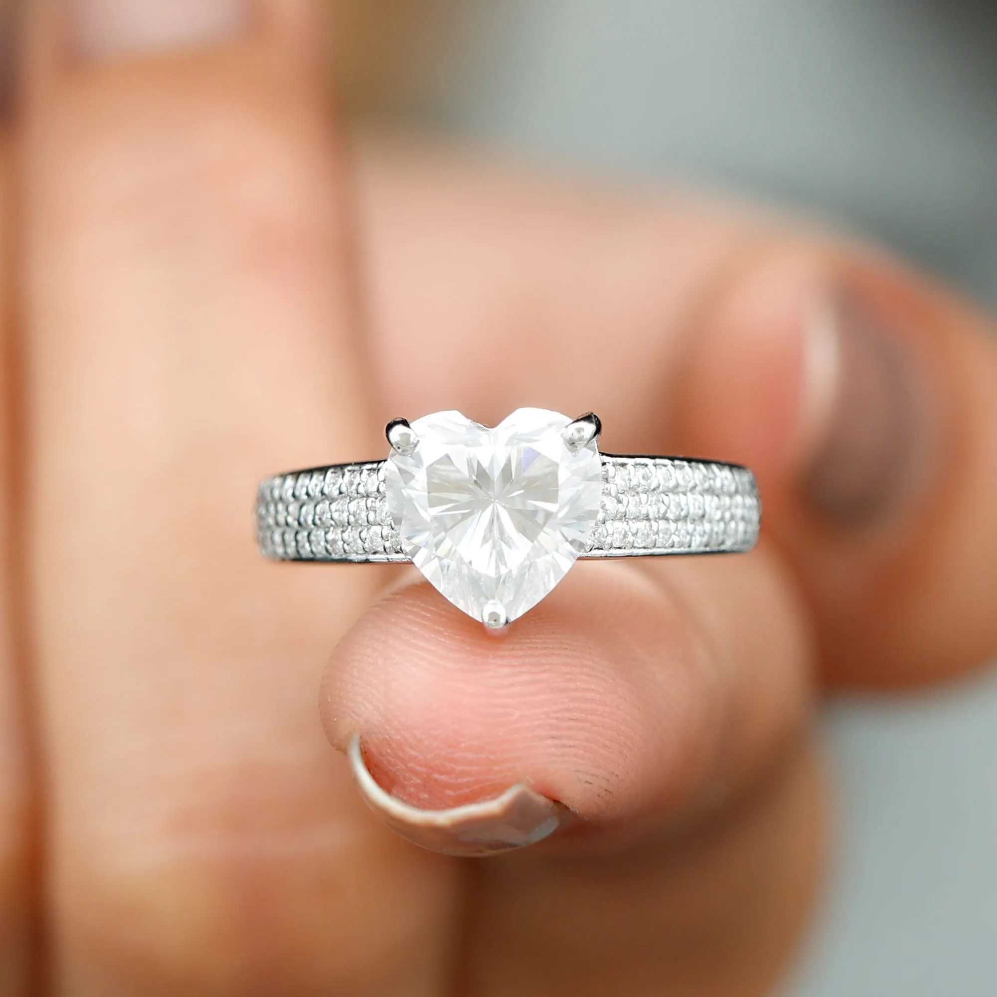 2.25 CT Moissanite Solitaire Ring with Side Stones