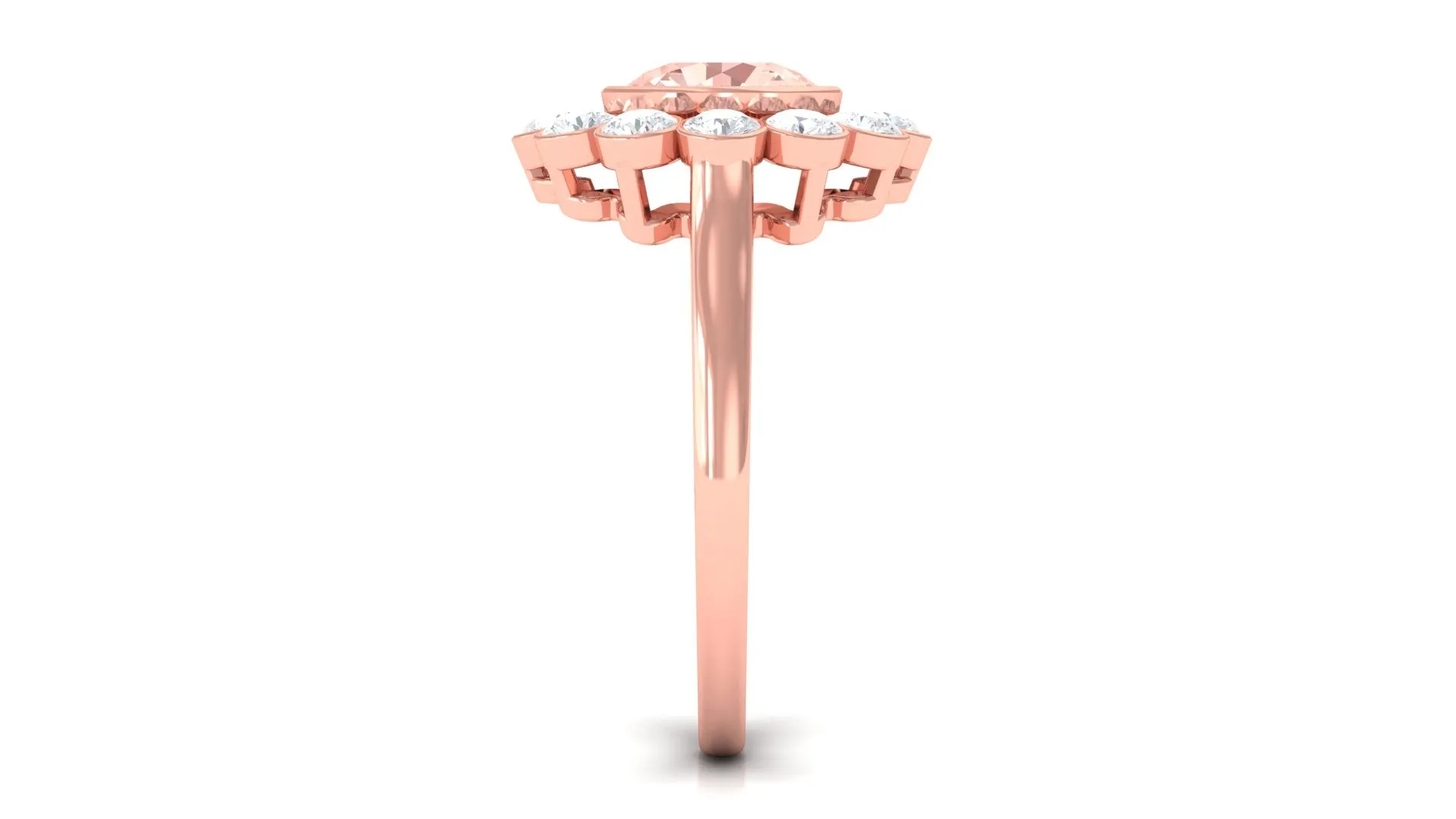 3.5 CT Round Shape Morganite and Moissanite Halo Engagement Ring