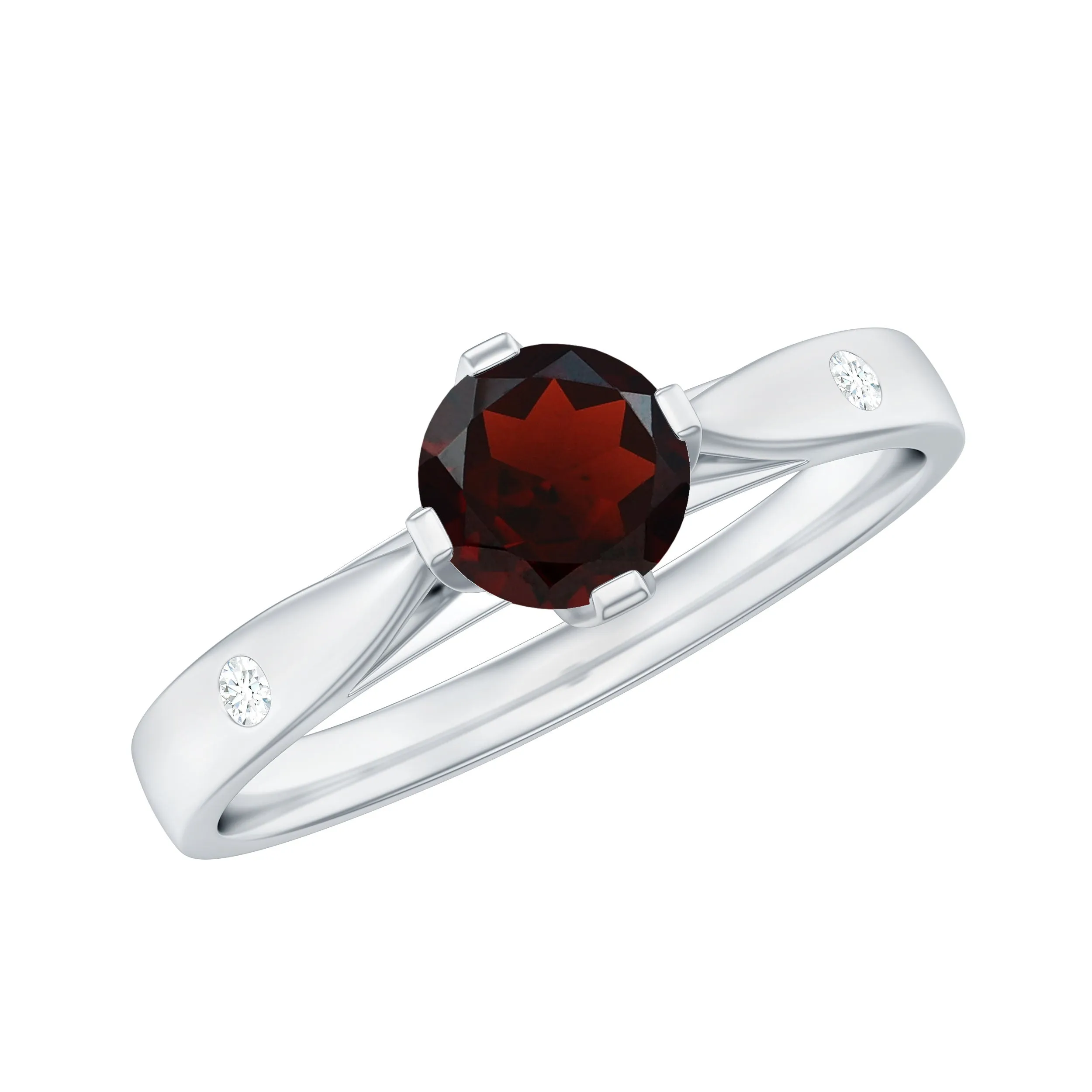 5 MM Natural Round Garnet Solitaire Promise Ring