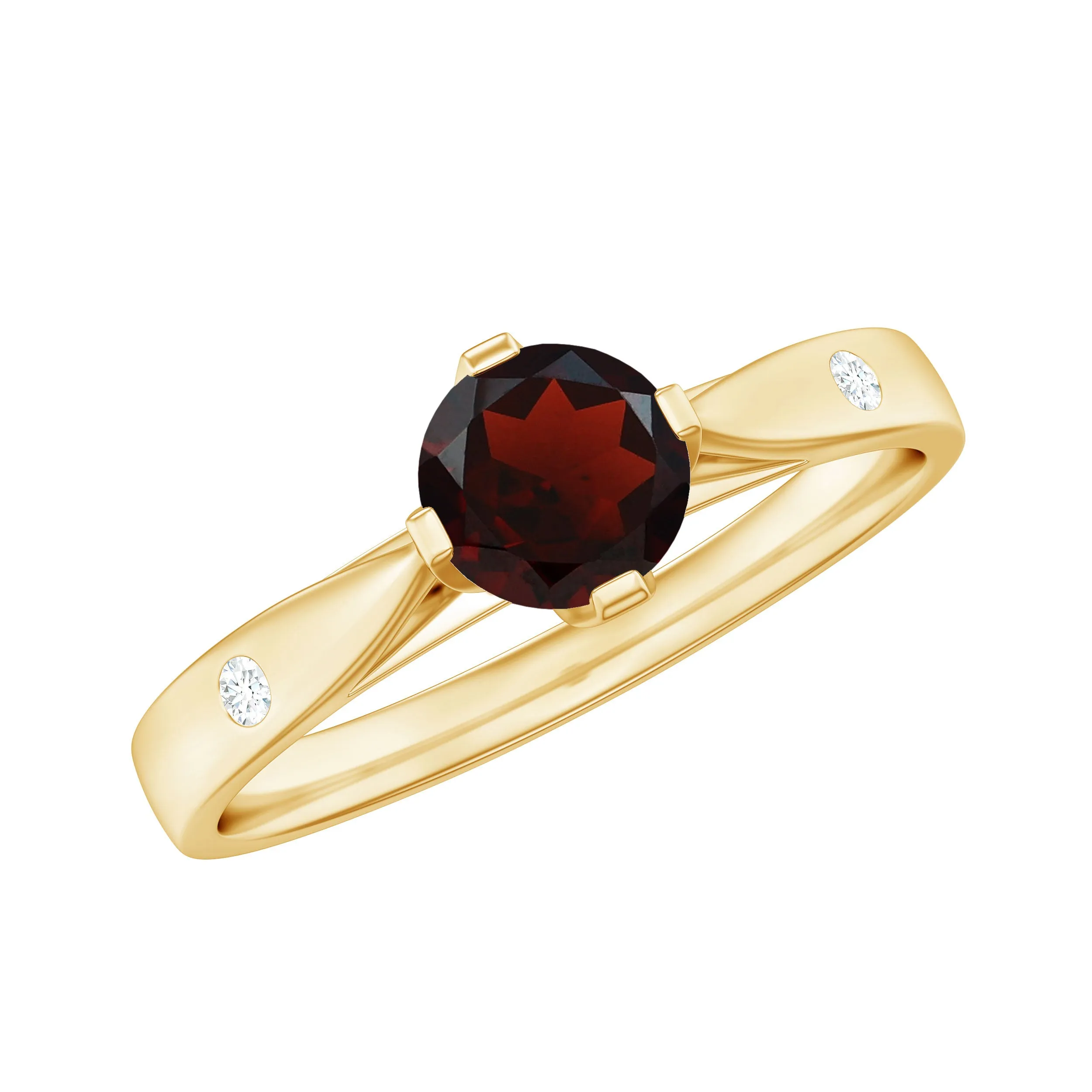 5 MM Natural Round Garnet Solitaire Promise Ring