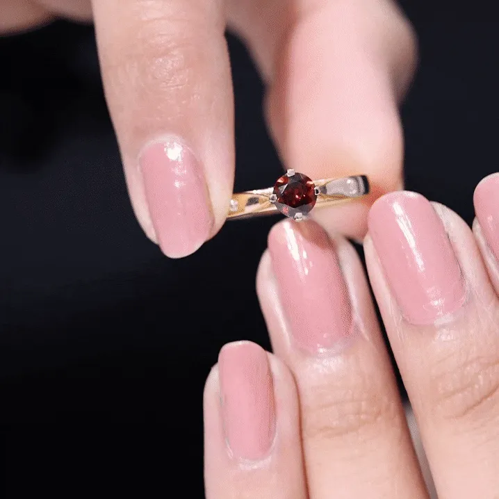 5 MM Natural Round Garnet Solitaire Promise Ring