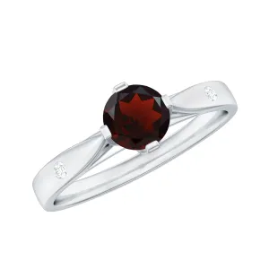 5 MM Natural Round Garnet Solitaire Promise Ring