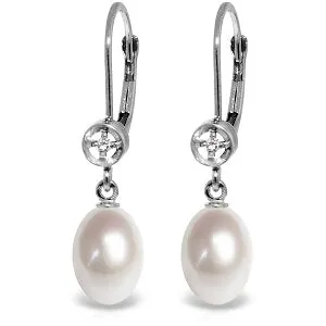 8.03 Carat 14K Solid White Gold No More Hiding Pearl Diamond Earrings