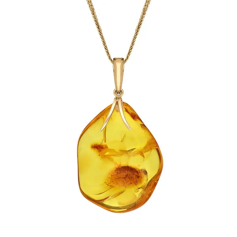 9ct Rose Gold Baltic Amber Unique Necklace