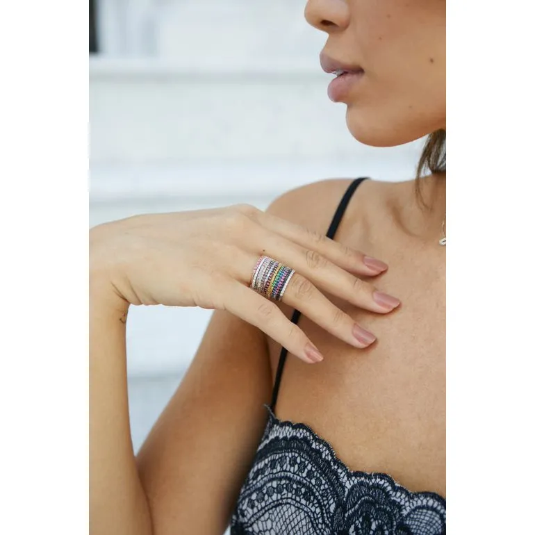 9ct White Gold Garnet Half Eternity Ring