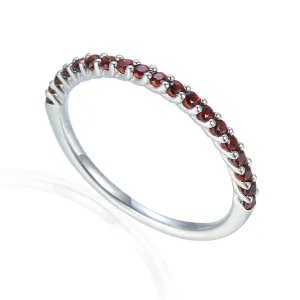 9ct White Gold Garnet Half Eternity Ring
