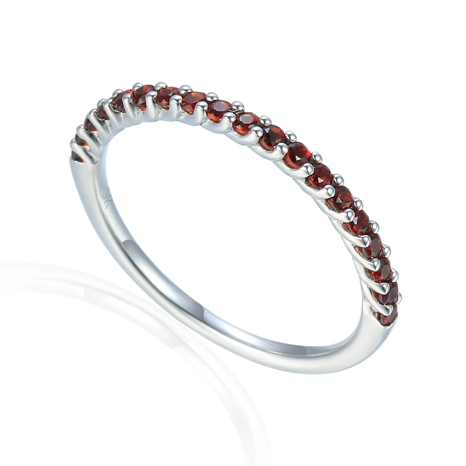 9ct White Gold Garnet Half Eternity Ring
