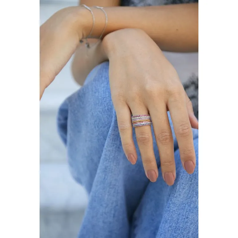 9ct White Gold Garnet Half Eternity Ring