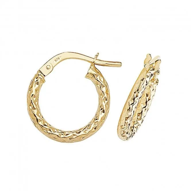 9ct Yellow Gold 30mm Diamond Cut Hoop Earrings ER951