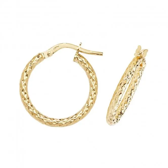 9ct Yellow Gold 30mm Diamond Cut Hoop Earrings ER951
