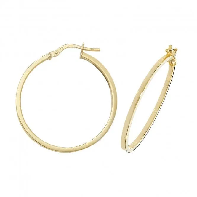 9ct Yellow Gold Oval Hoop Earrings ER1007