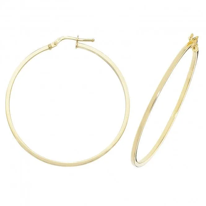 9ct Yellow Gold Oval Hoop Earrings ER1007