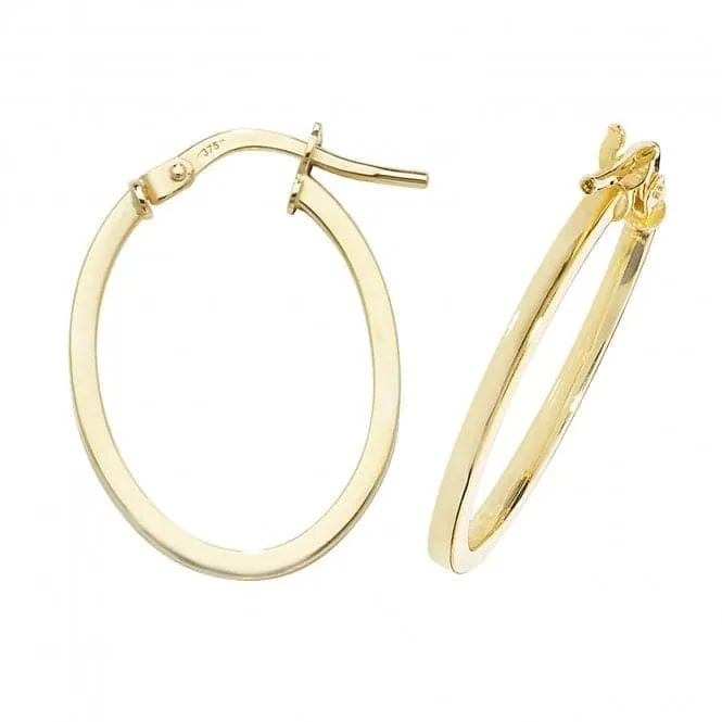 9ct Yellow Gold Oval Hoop Earrings ER1007