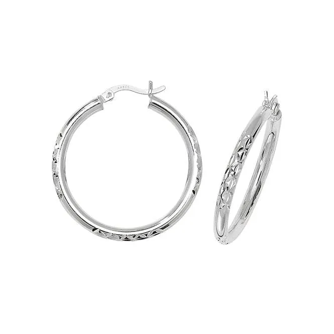Acotis Silver Hoop Earrings Dia Cut G5705