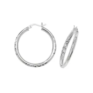 Acotis Silver Hoop Earrings Dia Cut G5705