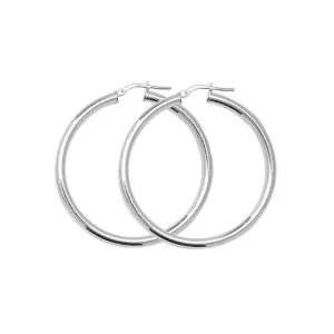 Acotis Silver Hoop Earrings Plain G5188