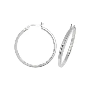 Acotis Silver Hoop Earrings Plain G5713