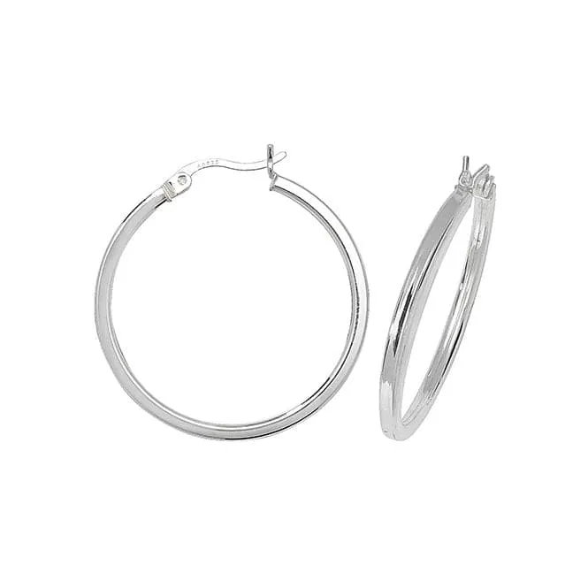 Acotis Silver Hoop Earrings Plain G5713