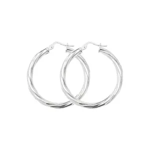 Acotis Silver Hoop Earrings Twisted G5102