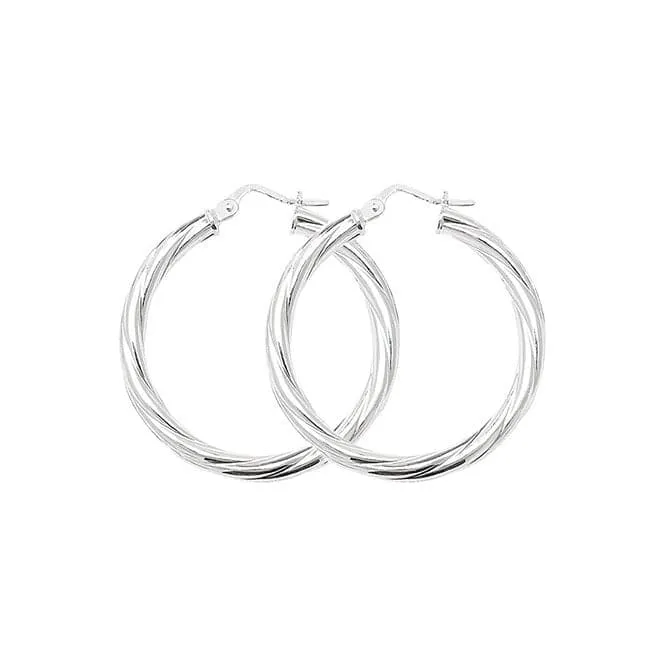 Acotis Silver Hoop Earrings Twisted G5102