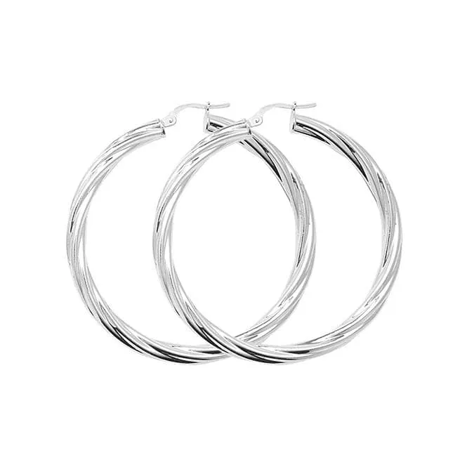 Acotis Silver Hoop Earrings Twisted G5109