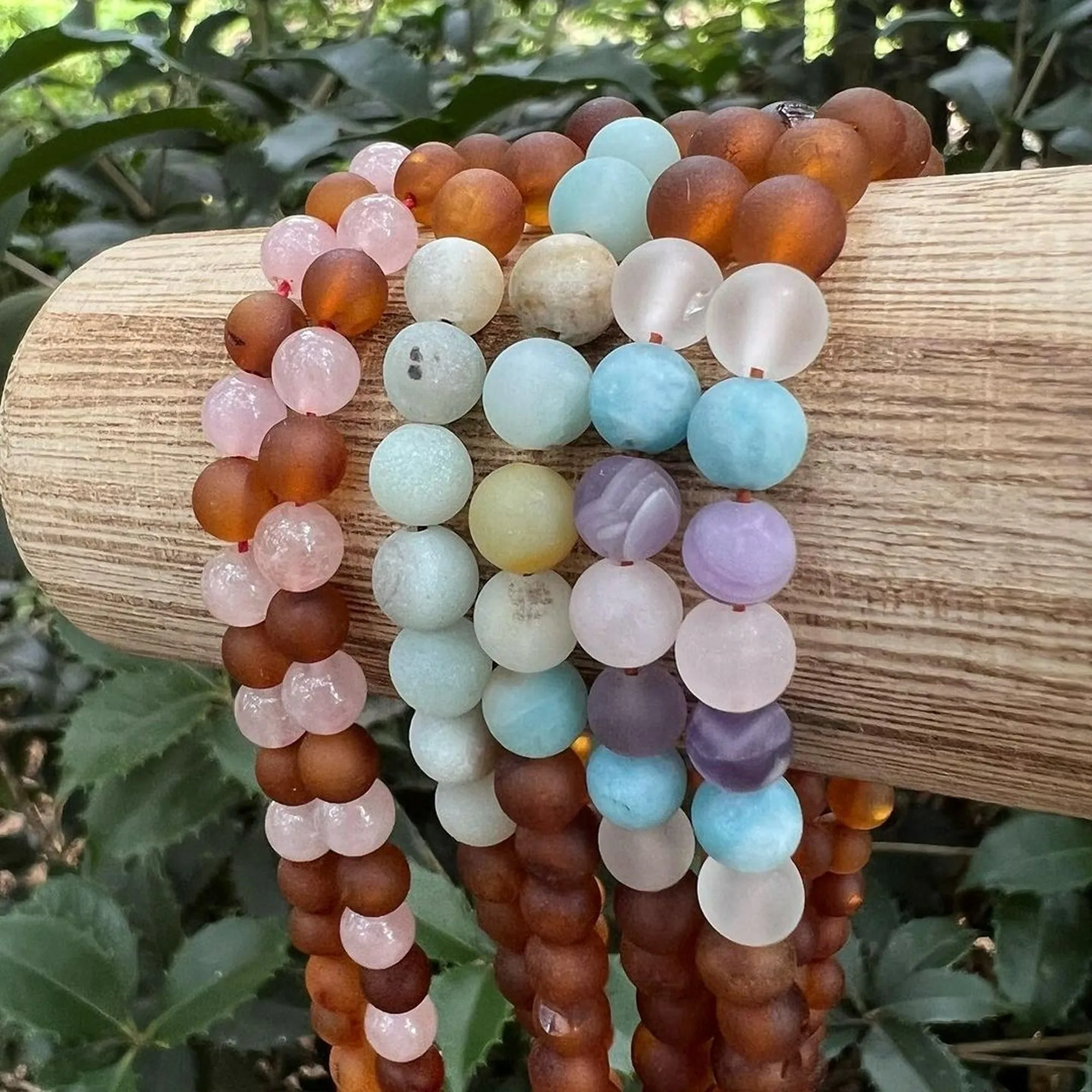 Adults | Amazonite   Raw Cognac Amber Necklace