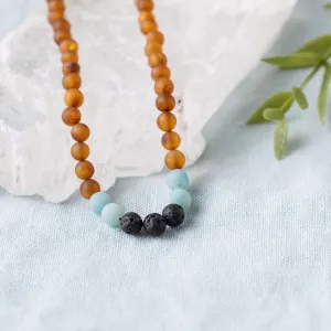 Adults | Amazonite   Raw Cognac Aromatherapy Necklace