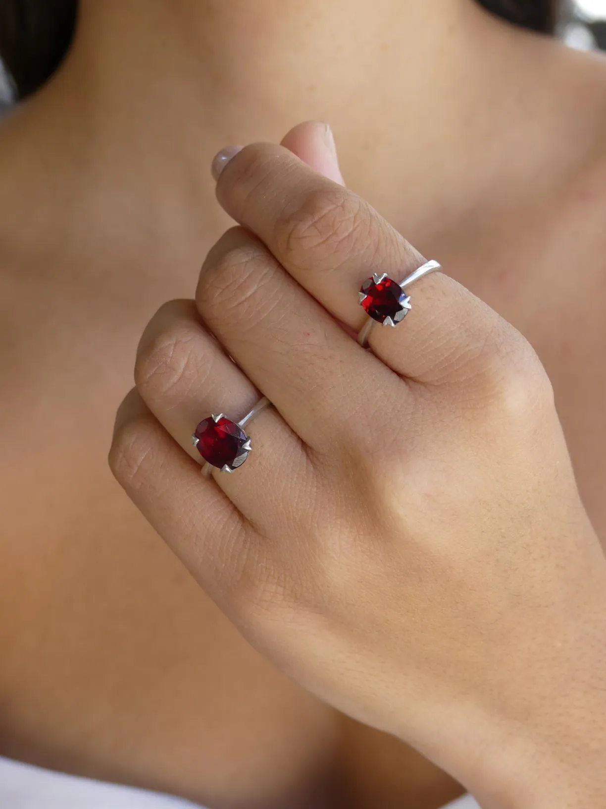 African Garnet Ring Natural Gemstone .925 Sterling Silver Jewelry Birthstone Chakra Luxury Rings
