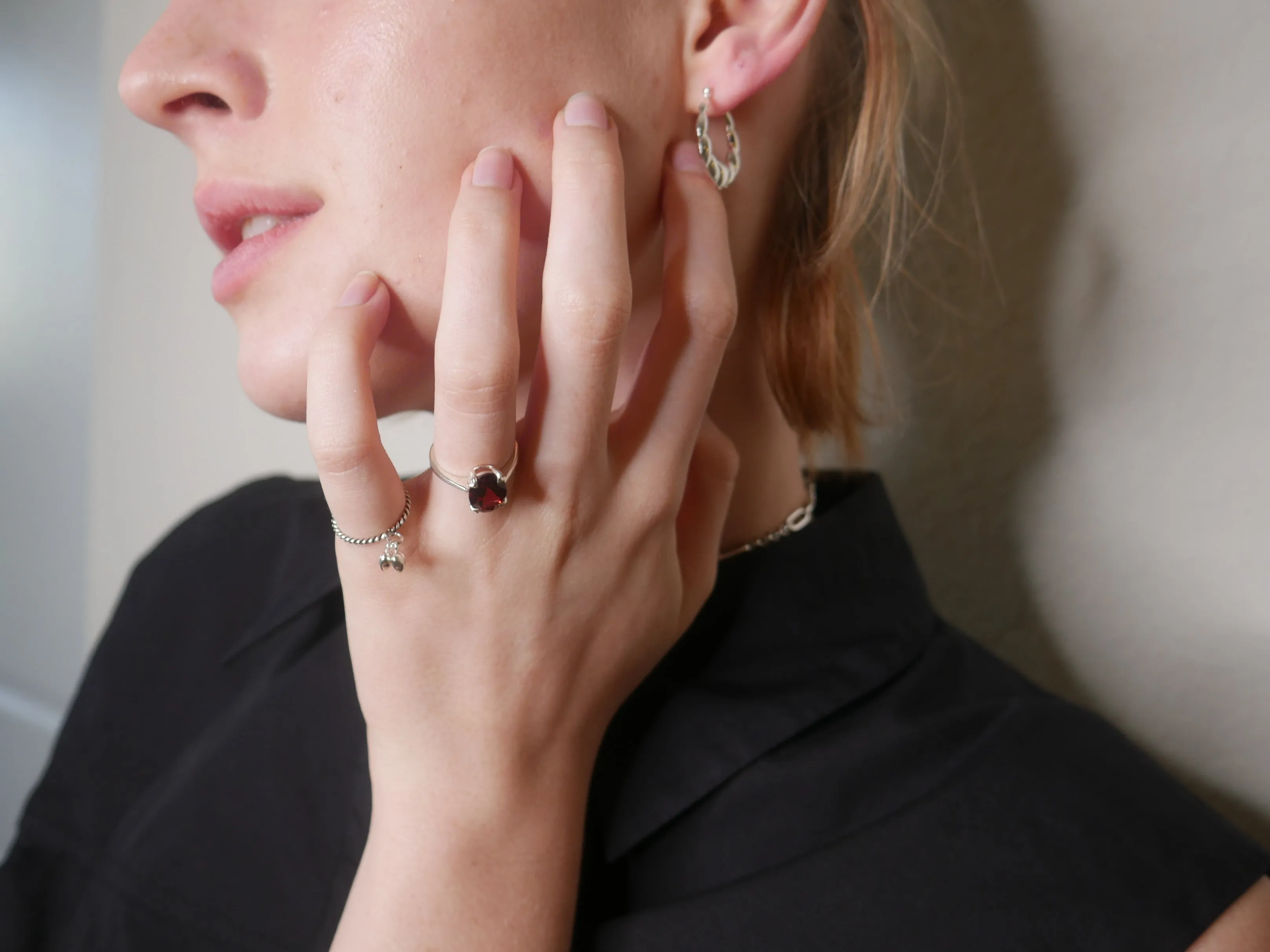 African Garnet Ring Natural Gemstone .925 Sterling Silver Jewelry Birthstone Chakra Luxury Rings