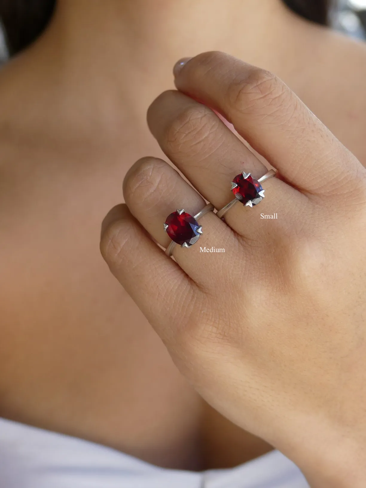 African Garnet Ring Natural Gemstone .925 Sterling Silver Jewelry Birthstone Chakra Luxury Rings