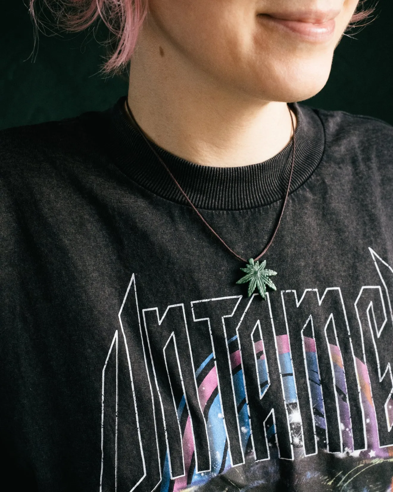 African Jade Hand Carved Hemp Leaf Necklace
