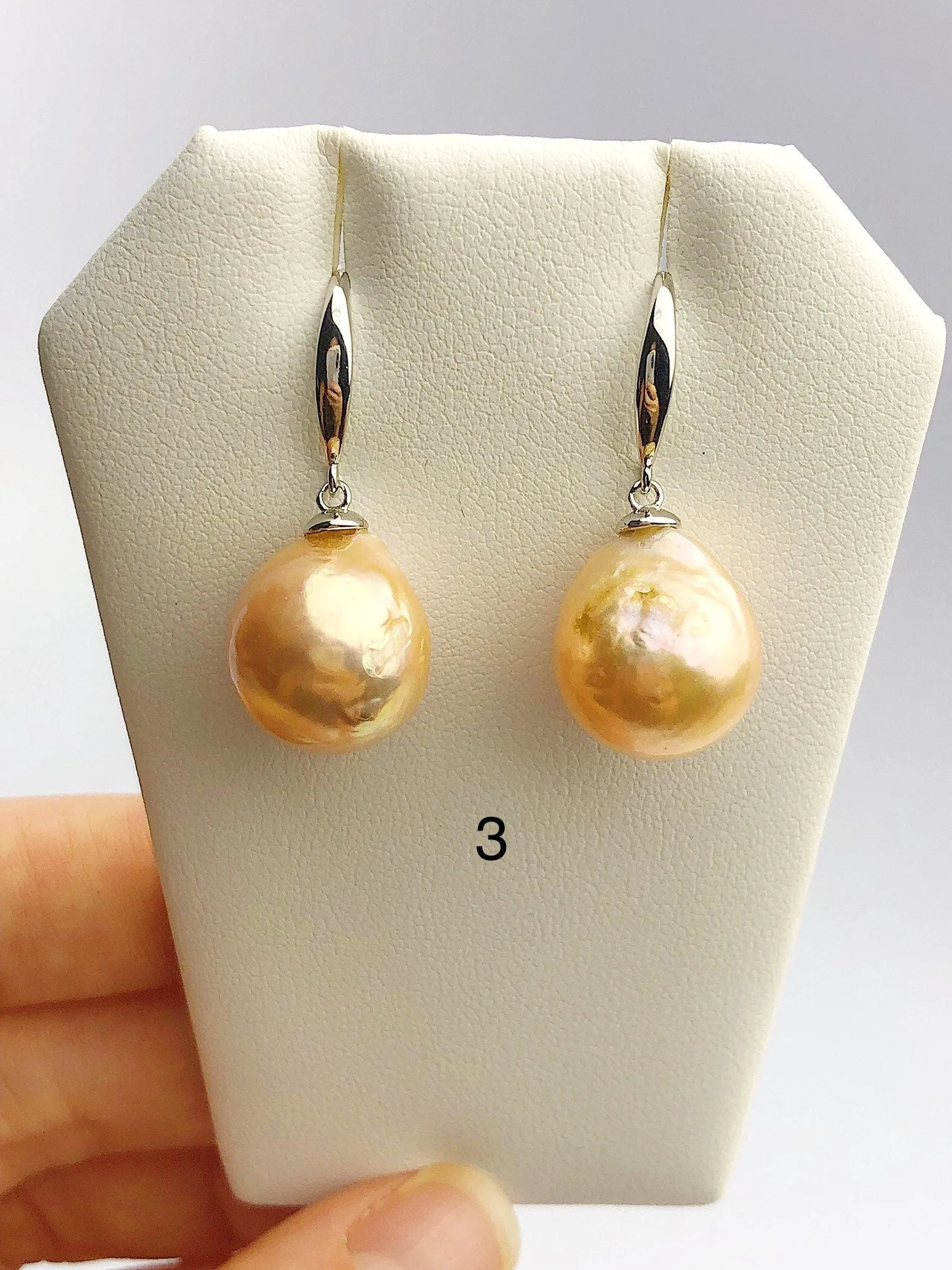 All Natural Edison Freshwater Baroque Pearl Drop Earrings on 925 Sterling Silver (475 No. 1-3)