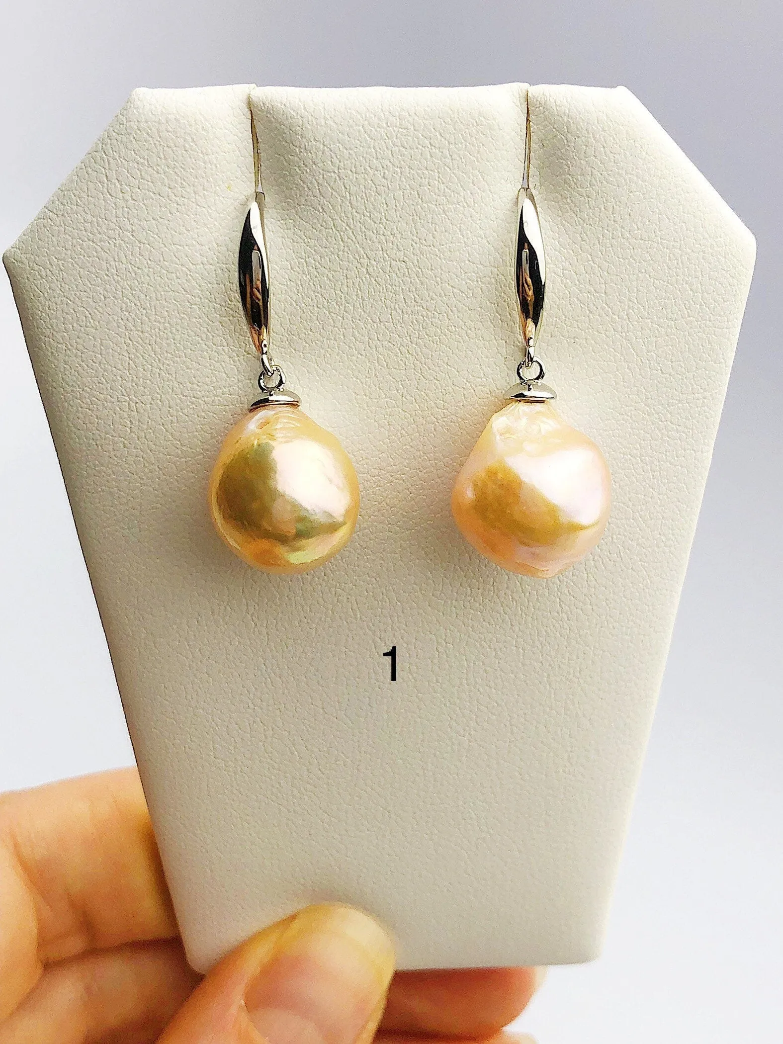 All Natural Edison Freshwater Baroque Pearl Drop Earrings on 925 Sterling Silver (475 No. 1-3)