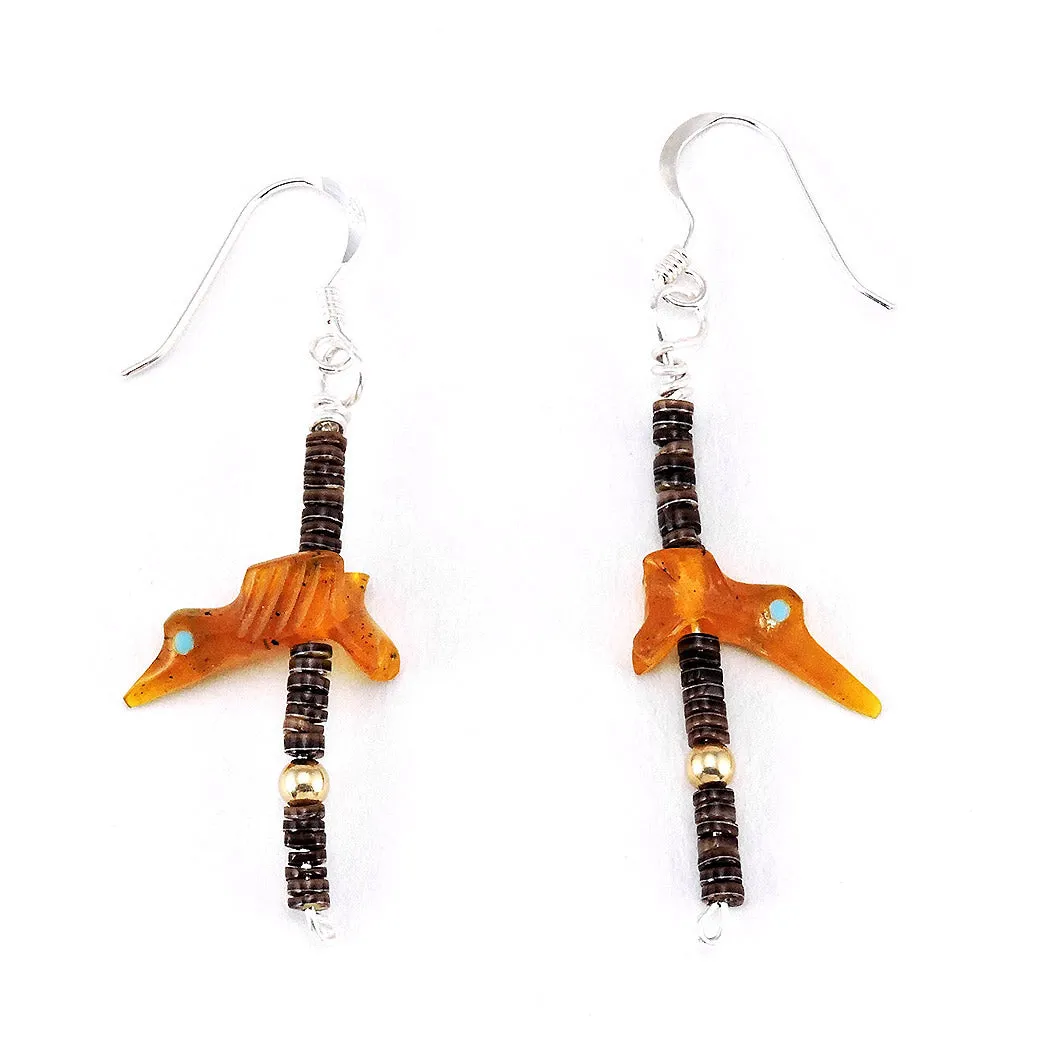Amber Hummingbird Fetish Necklace & Earrings Set