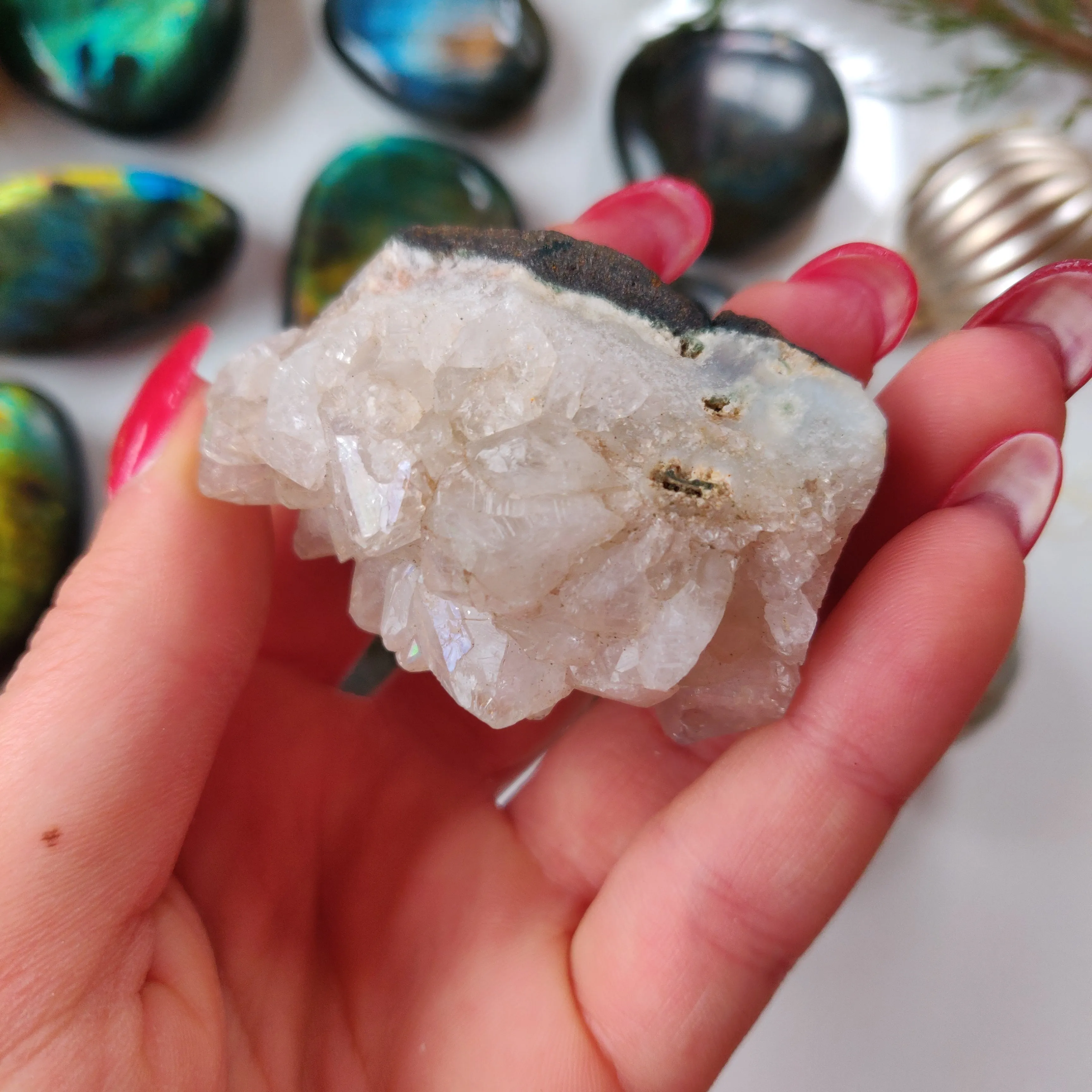 Anandalite Cluster, Natural Aurora Quartz Cluster (#12)