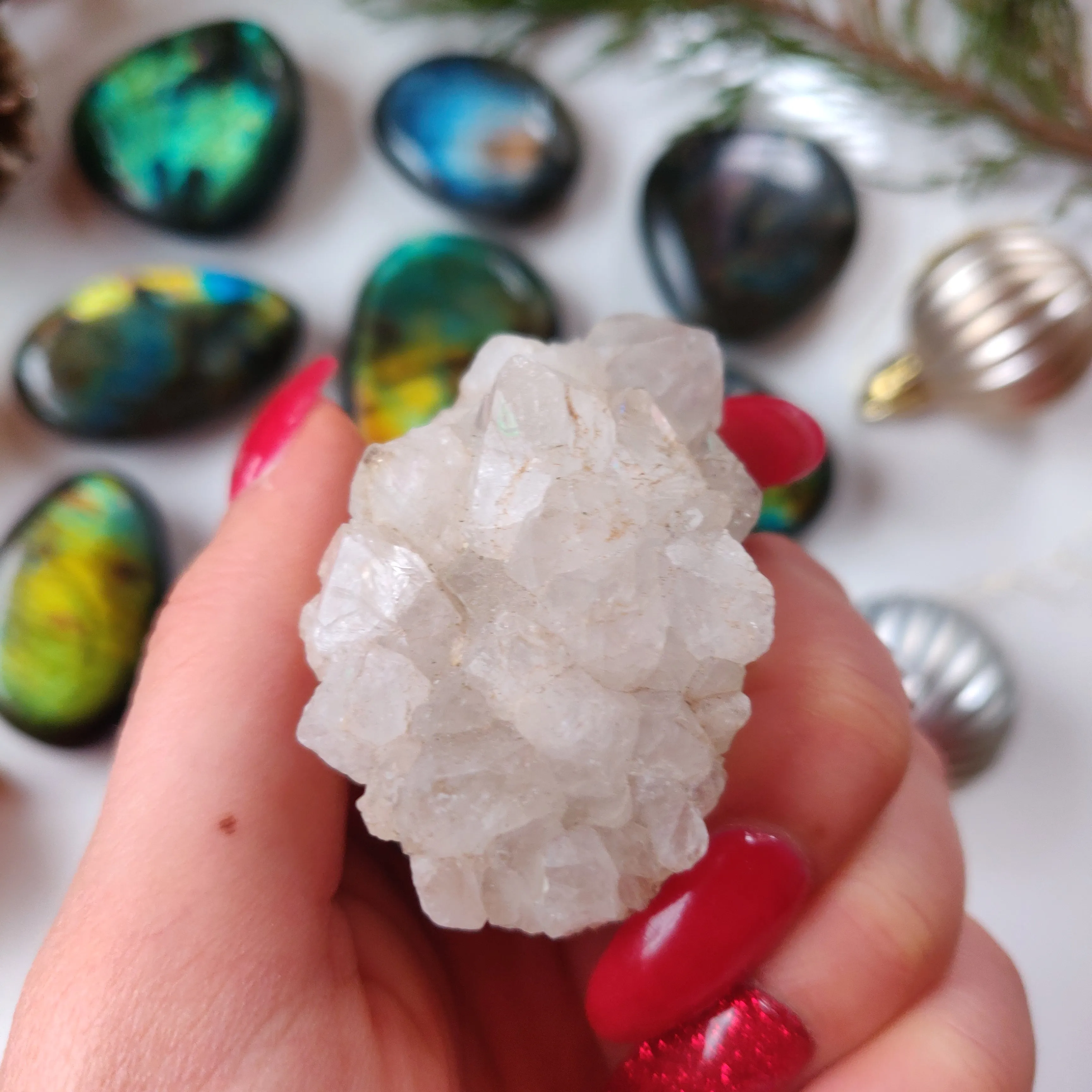 Anandalite Cluster, Natural Aurora Quartz Cluster (#12)