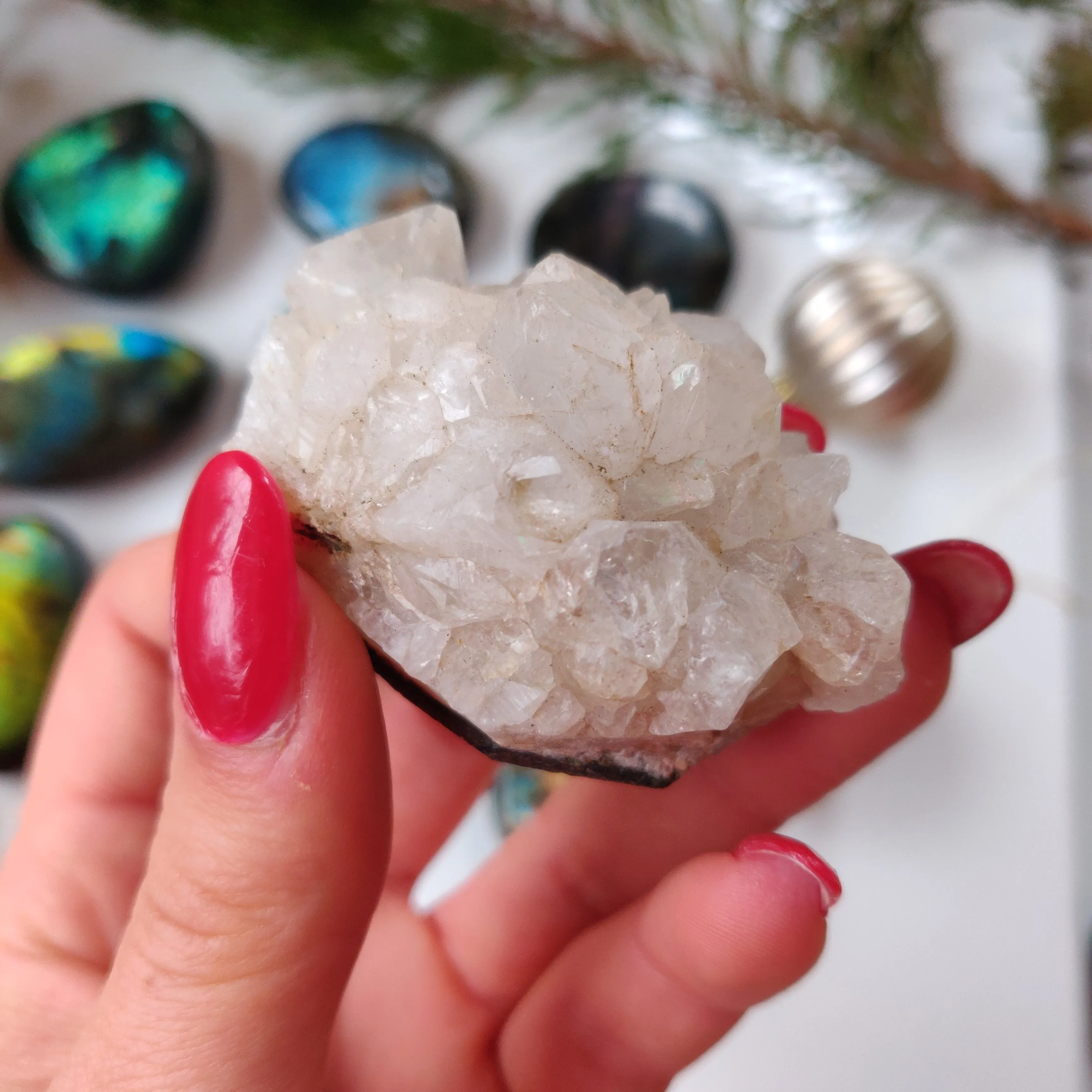 Anandalite Cluster, Natural Aurora Quartz Cluster (#12)