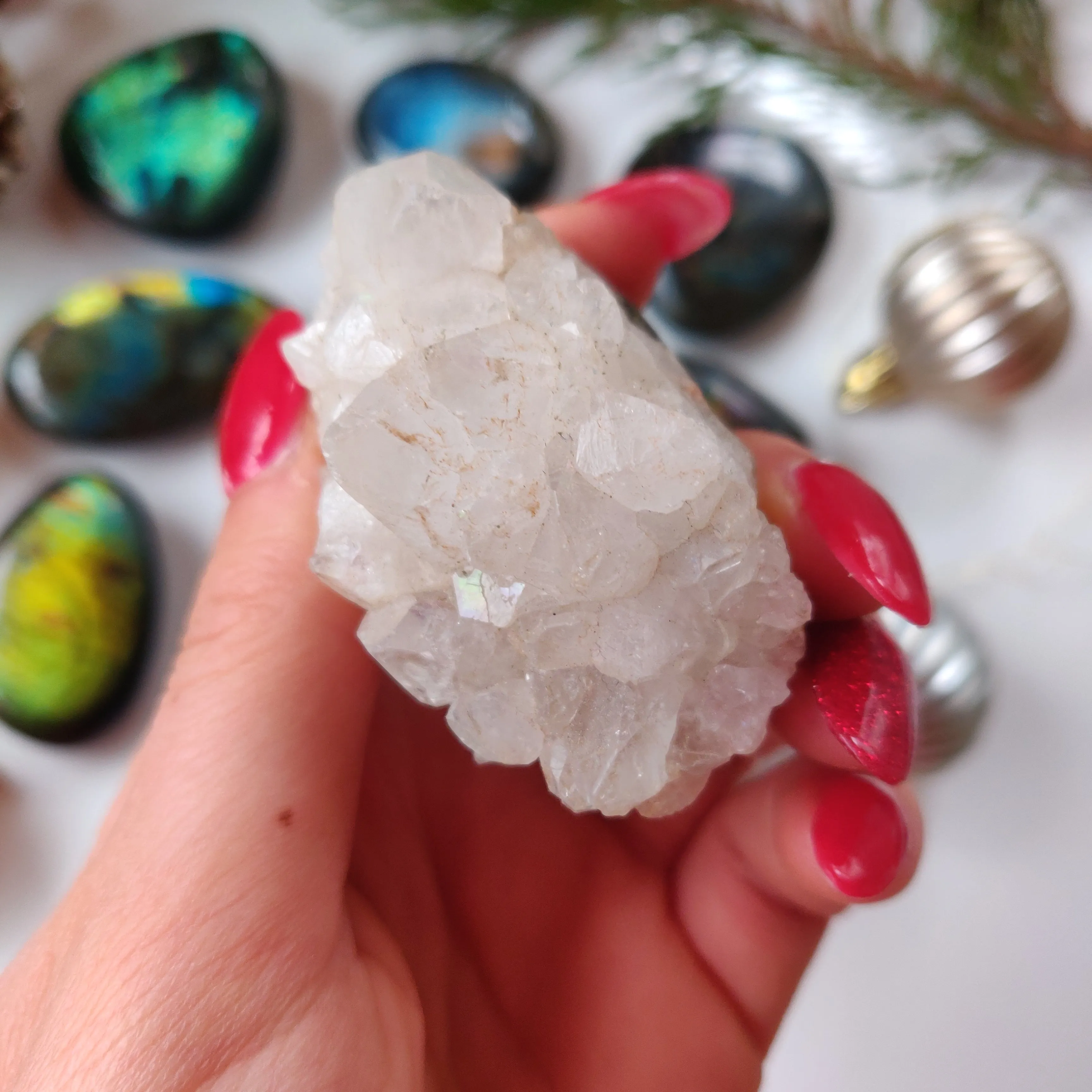 Anandalite Cluster, Natural Aurora Quartz Cluster (#12)