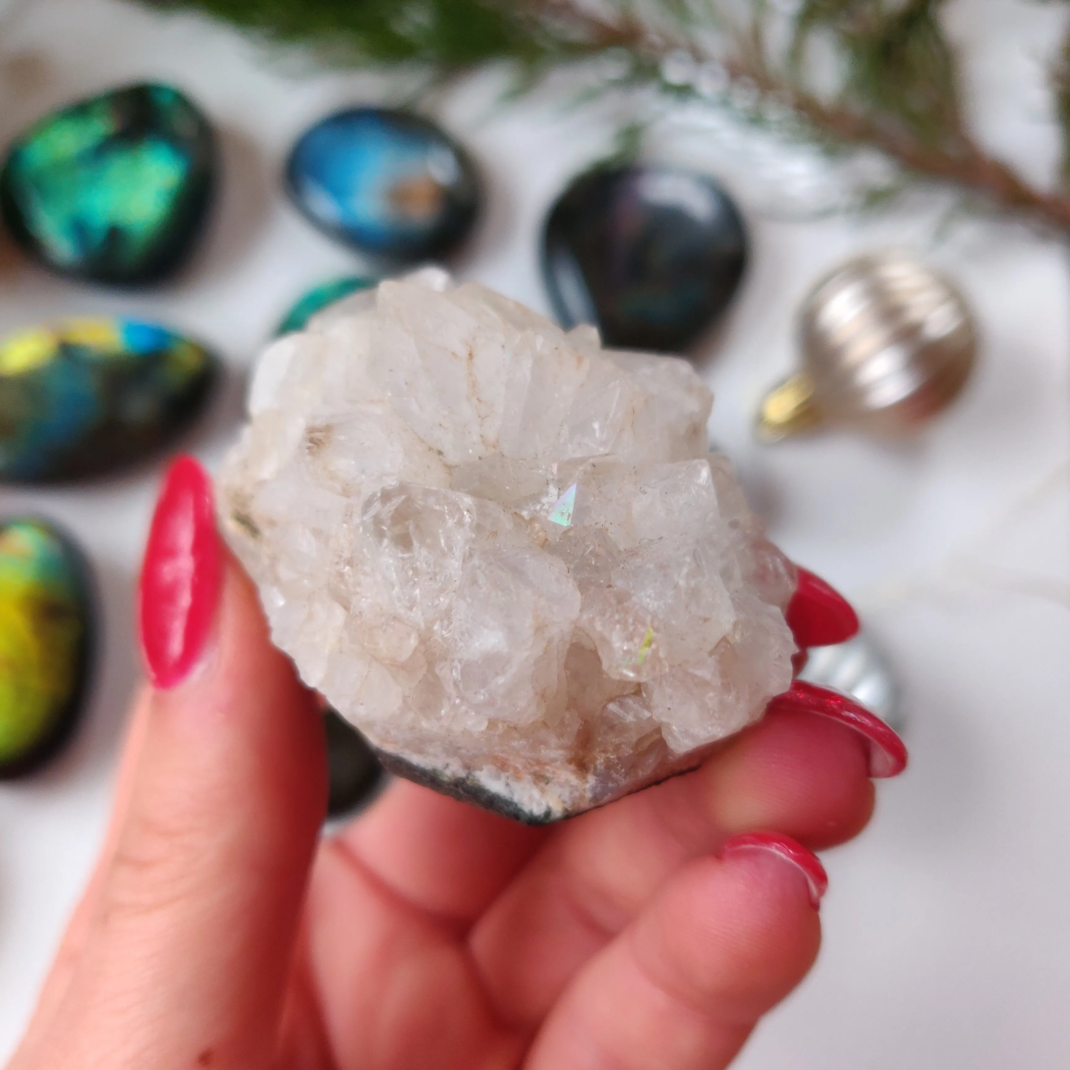 Anandalite Cluster, Natural Aurora Quartz Cluster (#12)