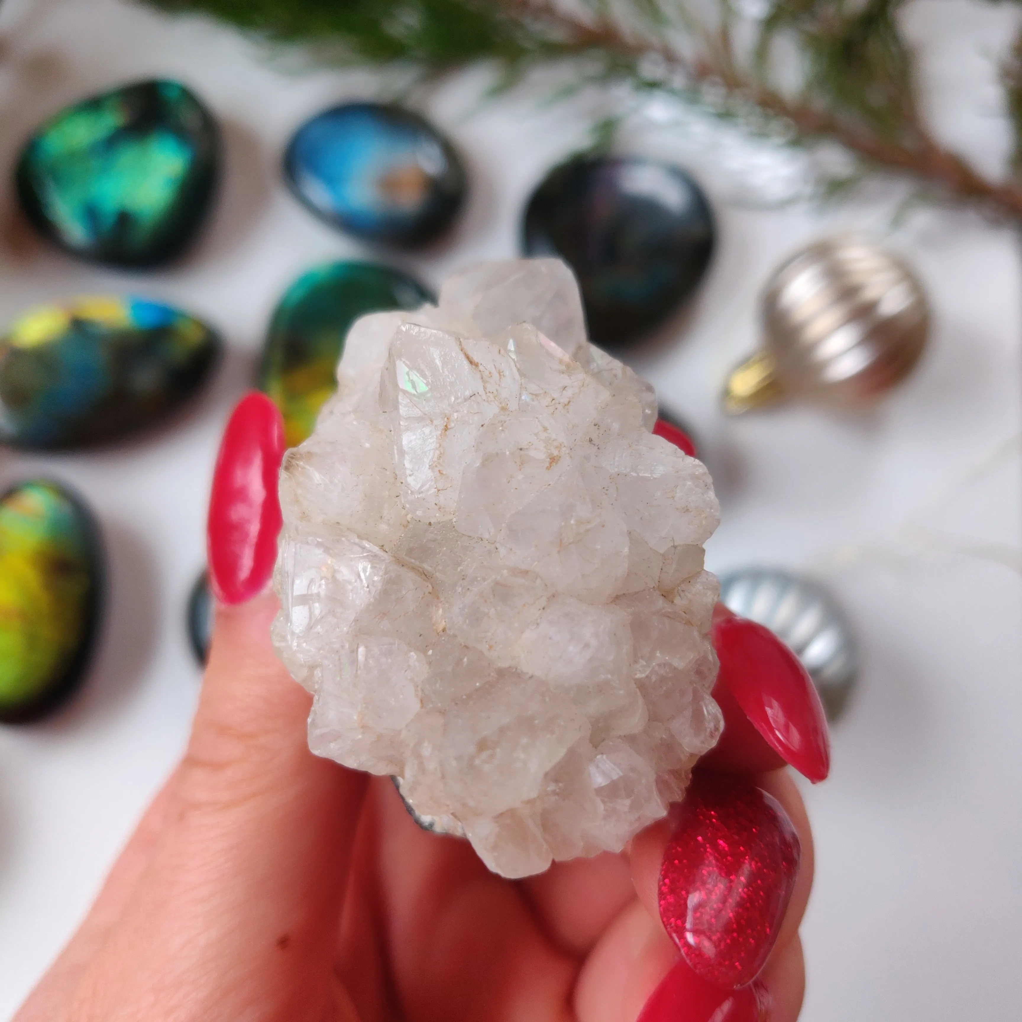 Anandalite Cluster, Natural Aurora Quartz Cluster (#12)