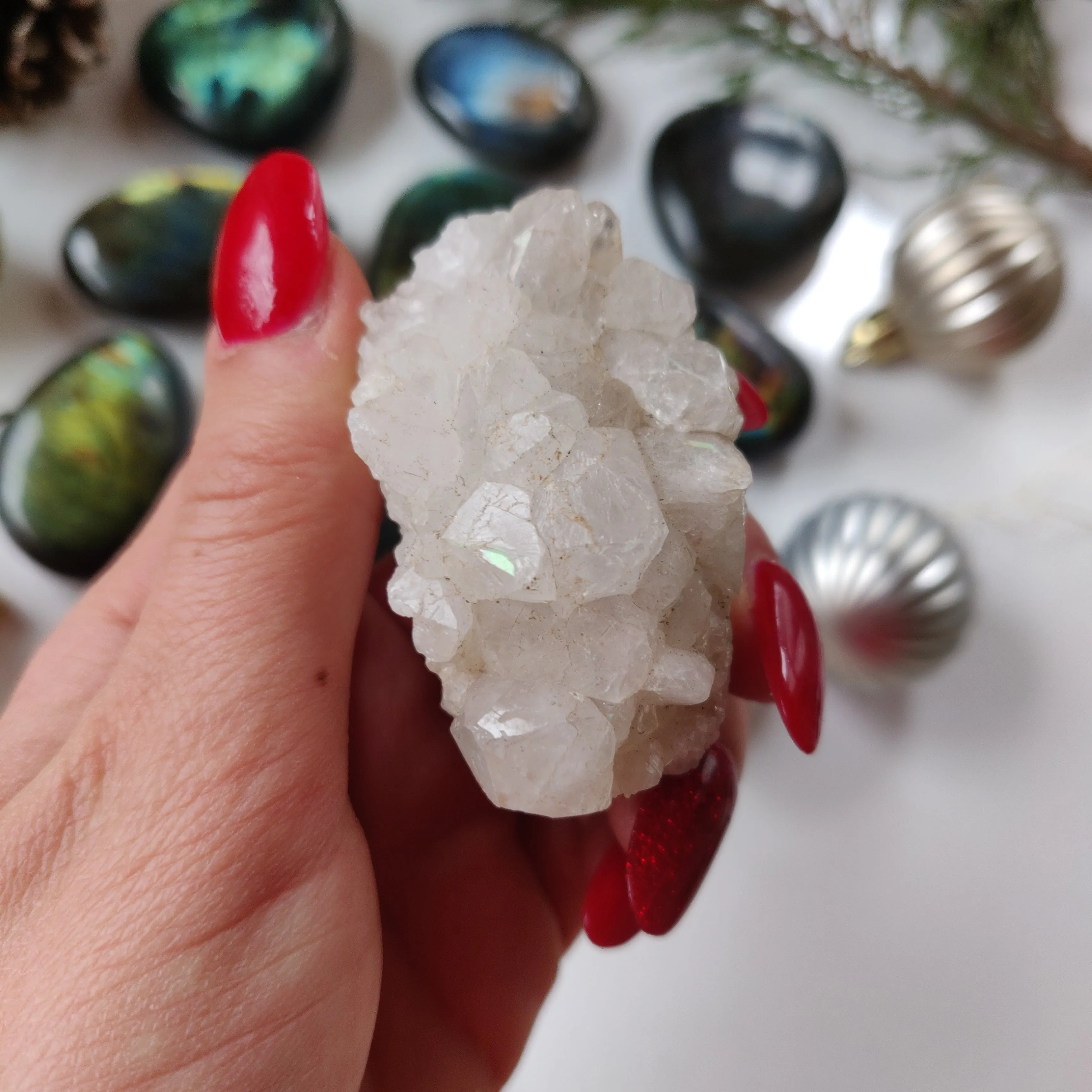 Anandalite Cluster, Natural Aurora Quartz Cluster (#12)